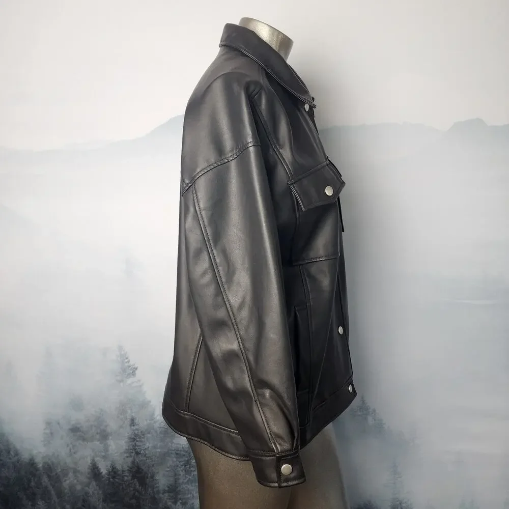 Colza (Japanese) Black Synthetic Leather Jacket | Women's Small